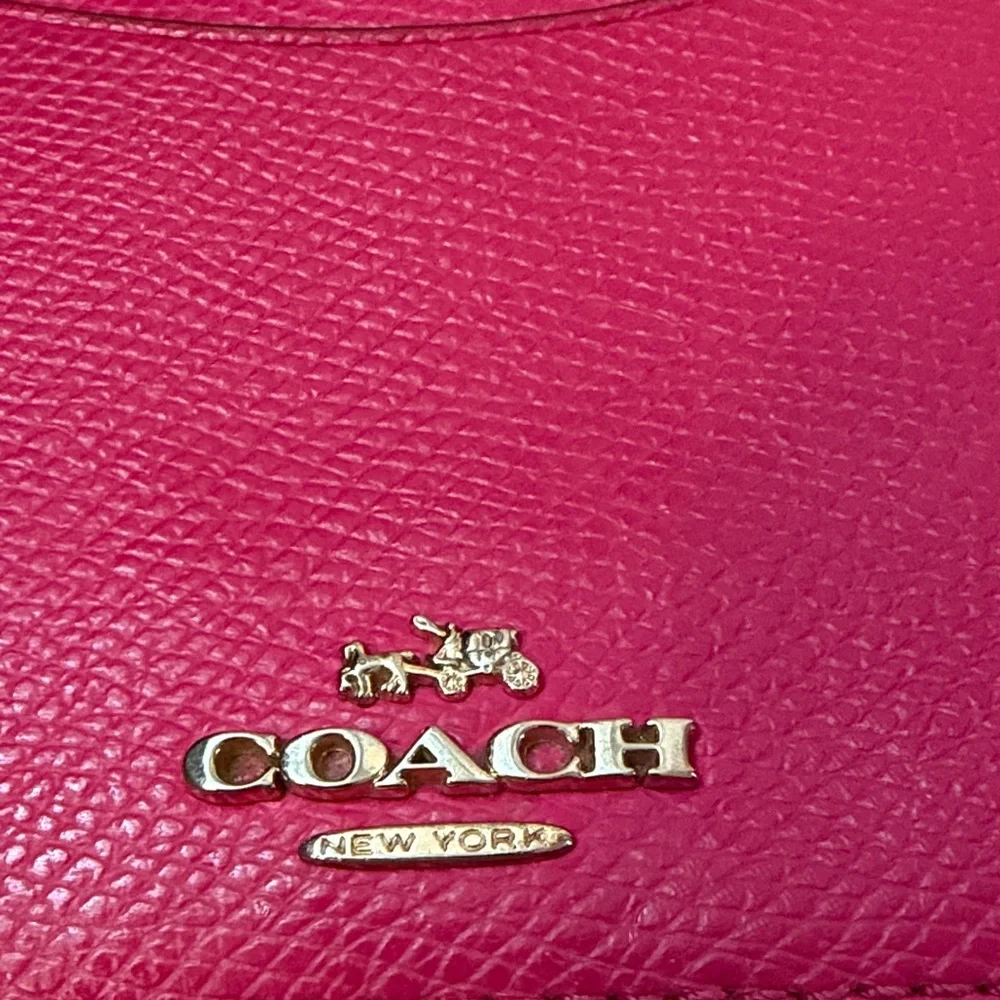 Coach Fuchsia Leather Zip Wallet